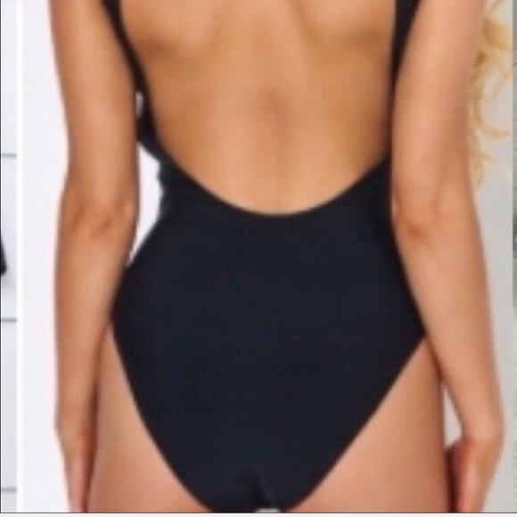Bride Squad black one piece swimsuit, large - Picture 2 of 4